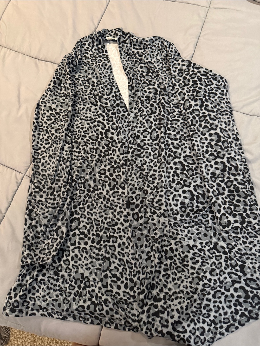 Women's Black and White Leopard Print Cardigan